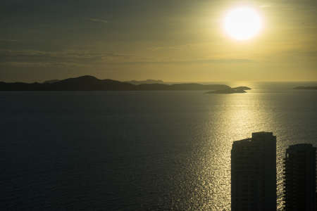 Aerial view from pattaya park tower can see a beautiful sunsetの写真素材