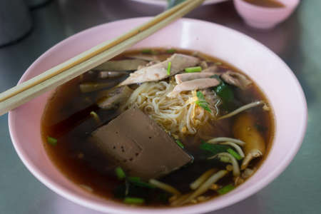 Thai noodles with duck meatの写真素材