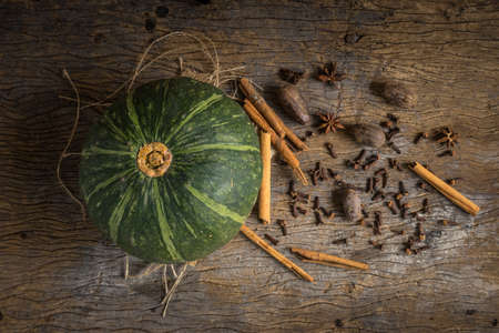 pumpkin with spice for make food or dessert in autumnの写真素材