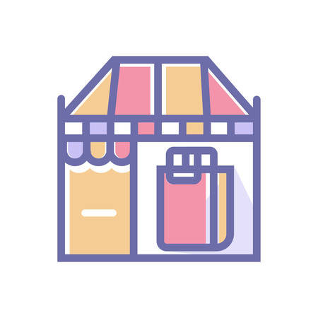 shop or market perfect icon. vector shop with shopping bag perfect icon illustration- vectorのイラスト素材