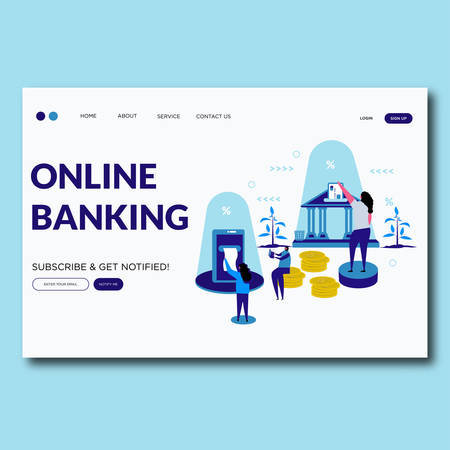 Online Banking- Online banking vector illustration landing page.のイラスト素材