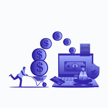 Online Tax- Flat style vector illustration for website.のイラスト素材