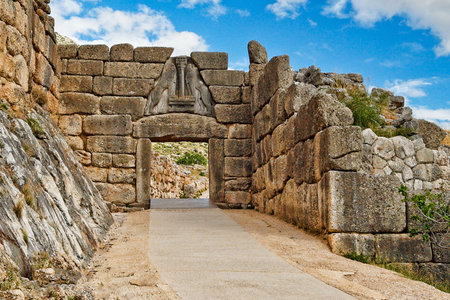 The road to Lion Gate (1.240 B.C.) Mycenae, Greeceの写真素材