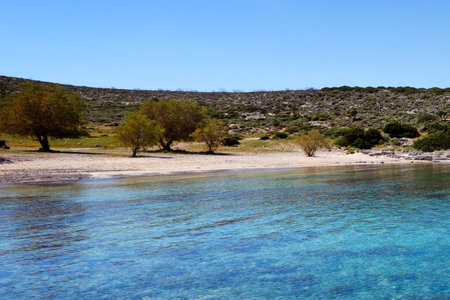 Small houses of fishermen in Limnionas at Kythera, Greeceの写真素材