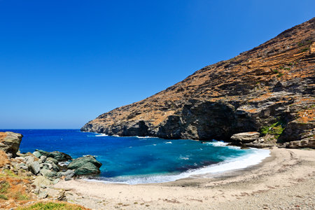 Syneti is a beach on the east side of Andros, Greeceの写真素材