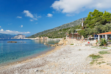 The beach Megalos Mourtias of Alonissos island, Greeceの写真素材
