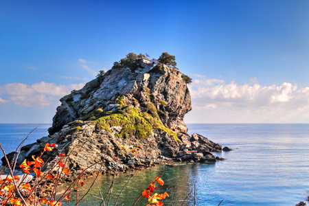 Agios Ioannis Kastri of Skopelos island, Greeceの写真素材