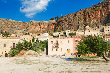 The Byzantine castle-town of Monemvasia in Greeceの写真素材