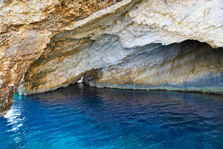 The famous Blue Caves in Zakynthos island, Greeceの写真素材