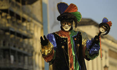 venetian mask during the venice carnivaleの写真素材