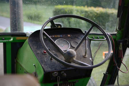 image of vintage used weathered tractor interiorの写真素材