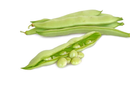 fresh runner beans isolated on white