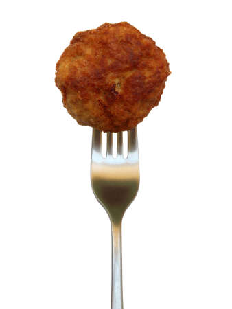 isolated fried meatball on whiteの写真素材