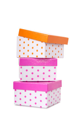 stack of boxes on white
