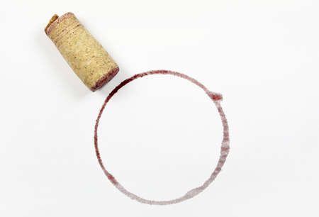 cork with round wine stain on paper の写真素材