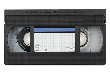 videotape with label on white