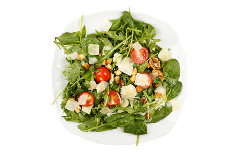 dish of italian salad isolated on whiteの写真素材