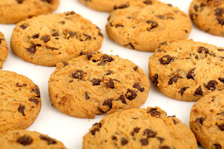 chocolate chip cookies on white baking paper