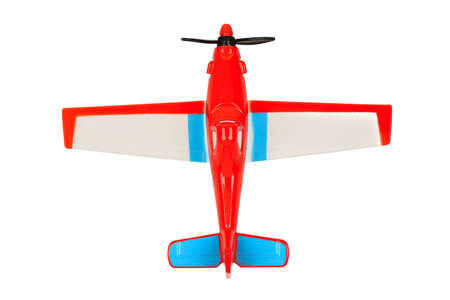 top view of toy plane isolated on white