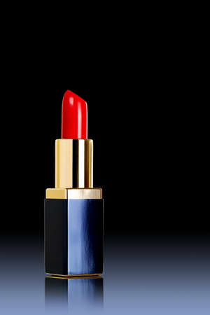 red lipstick on black backgroundの写真素材