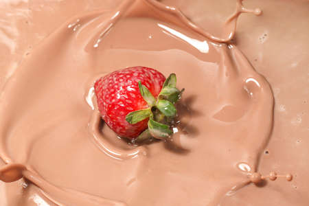 strawberry in chocolate milk