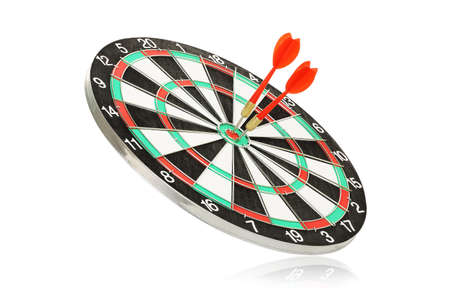 dart board with two darts isolated on white
