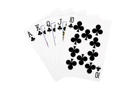 hand of royal flush isolated on white