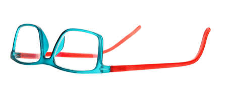 colorful eyeglasses isolated on whiteの写真素材
