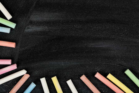 blank chalkboard with colorful chalk for backgrounds