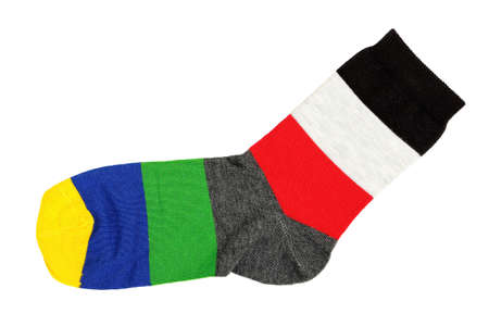 single colorful sock isolated on whiteの写真素材