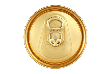 top of beer can with golden color isolated on white