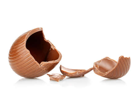 broken chocolate egg isolated on white