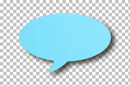 3d cyan paper speech bubble on transparencyの写真素材