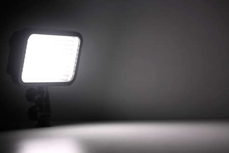 lit led video light with copy spaceの写真素材
