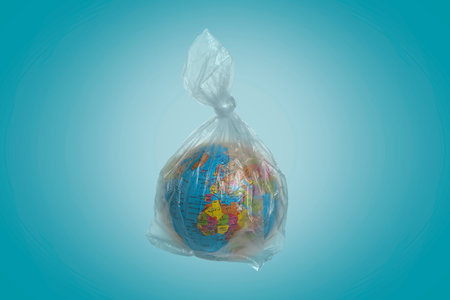 earth in plastic bag, earth in danger conceptの写真素材