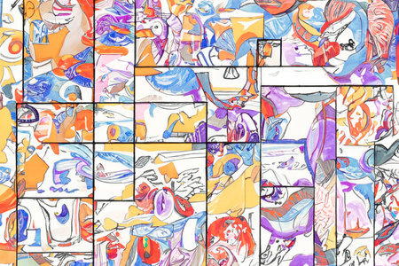 abstract drawings colorful painting , wall art print illustration