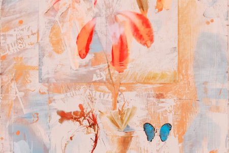 abstract multicolor painting , wall art print illustrationの写真素材