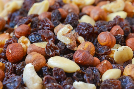 Mixed nuts and dried fruitsの写真素材