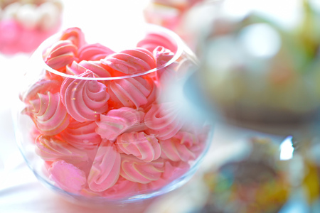 Pink meringue in a wedding dayの写真素材