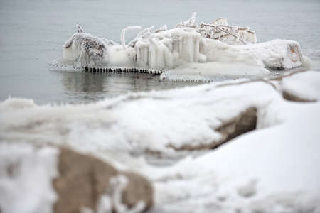 Floe on a Danube River on February 2014の写真素材
