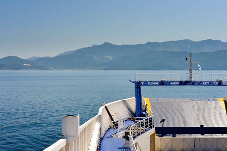 View from the ferry to the island of Thassos, Greeceの写真素材