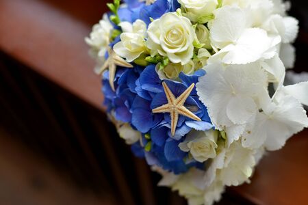 Wedding bouquet with starfishの写真素材
