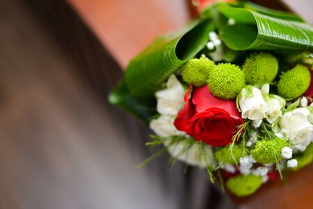 Wedding bouquet with various flowersの写真素材