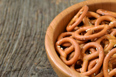 Bowl of crunchy and salty pretzels