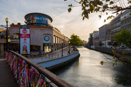 Aveiro, Portugal - September 01, 2017: Forum Aveiro on the banks of the river channel, Aveiro, Portugal.のeditorial素材