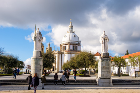 Braga, Portugal - March 18, 2018: Sanctuary of Our Lady of Sameiro (or Sanctuary of Sameiro or Immaculate Conception of Monte Sameiro) is a Marian sanctuary located in Braga, Portugal.のeditorial素材