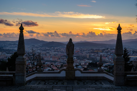 Braga, Portugal - March 18, 2018: Sanctuary of Bom Jesus do Monte (also known as Sanctuary of Bom Jesus de Braga) is located in Parish, in the city, county and district of Braga, Portugal.のeditorial素材