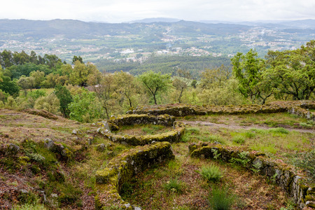Guimaraes, Portugal - May 31, 2018 : The citadel of Briteiros is an archaeological site of the Iron Age. Guimaraes, Portugalの写真素材