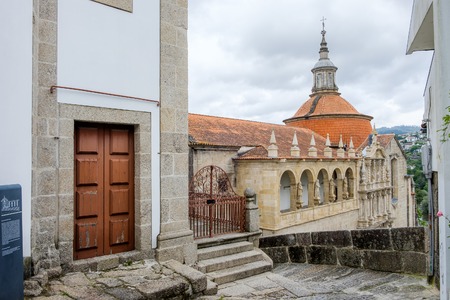 Amarante, Portugal - June 10, 2018 : Old streets that circulate the church of S. Goncalo, Porto...