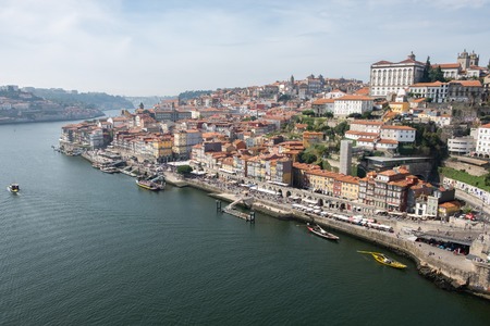 Porto, Portugal - September 16, 2018 : On the banks of the Douro River of Invicta, the Rabelo boats, docked at Ribeira dock Porto, Portugalのeditorial素材
